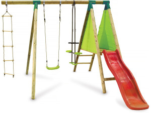 Kida" Wooden Gantry - With 1 Slide - 1 Swing - 1 Face to face - 1 Carrycot.