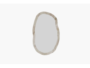 Lossa" wooden mirror - 52 x 86 cm - Beige marbled