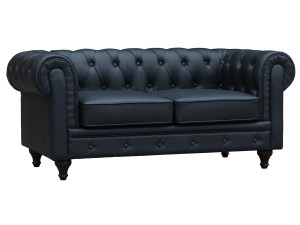 Sofa right fixed Chesterfield "Aliza"  2 seater-  Black
