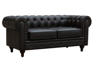 Sofa right fixed Chesterfield "Aliza"  2 seater-  Brown