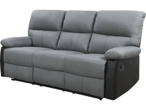 LINCOLN RECLINER SOFA -  3-SEATER - BLACK/DARK GREY