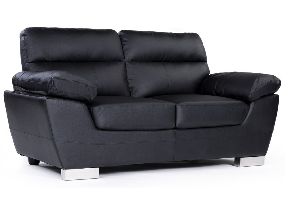 Bonded leather / PVC sofa "DALLAS" - 2 seats - Black