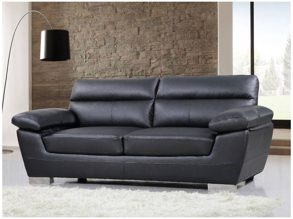 Bonded leather sofa / PVC "DALLAS" - 3 seats - Black