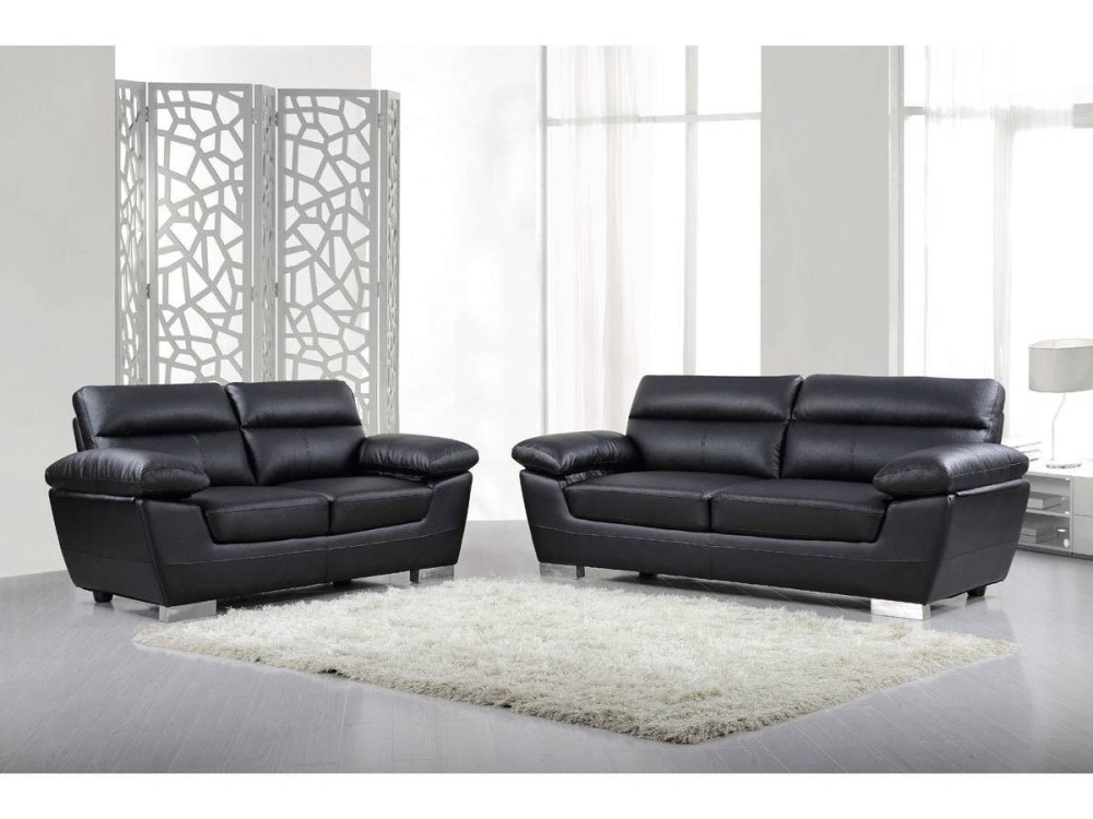 Bonded leather sofa / PVC "DALLAS" - 3 seats - Black