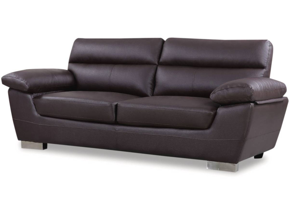 Bonded leather sofa / PVC "DALLAS" - 3 seats - Chocolate