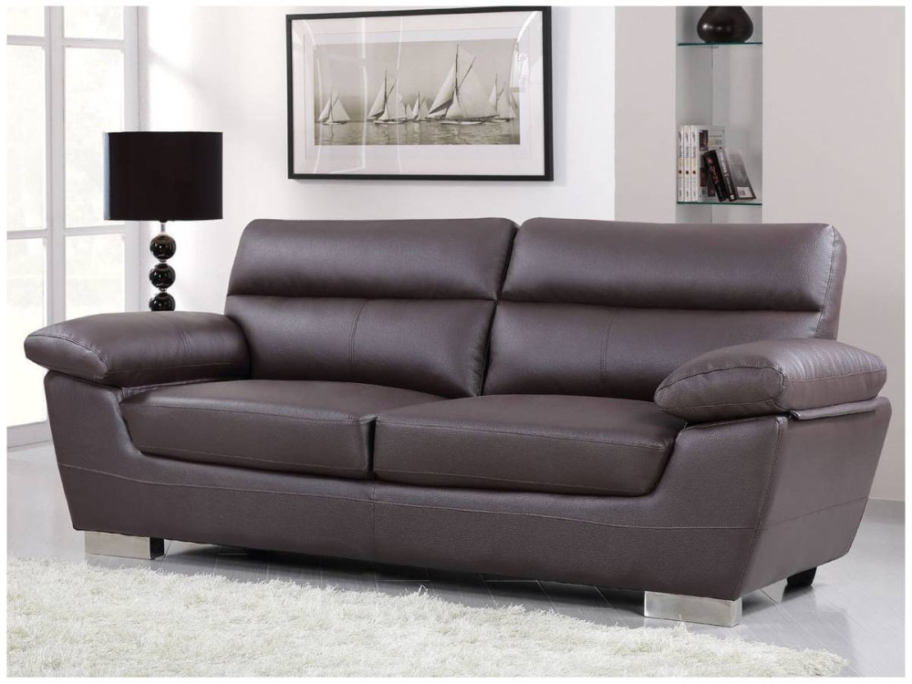 Bonded leather sofa / PVC "DALLAS" - 3 seats - Chocolate
