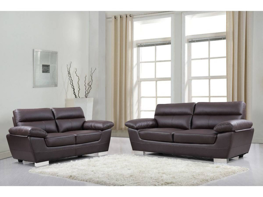 Bonded leather sofa / PVC "DALLAS" - 3 seats - Chocolate