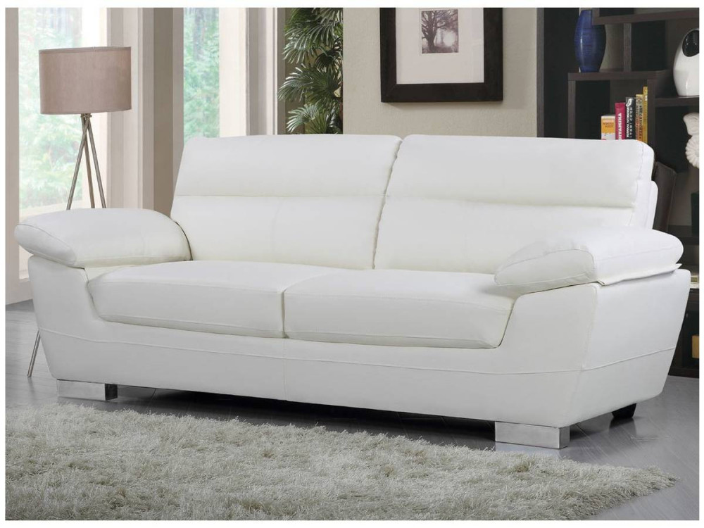 Bonded leather / PVC sofa "DALLAS" - 3 seats - White