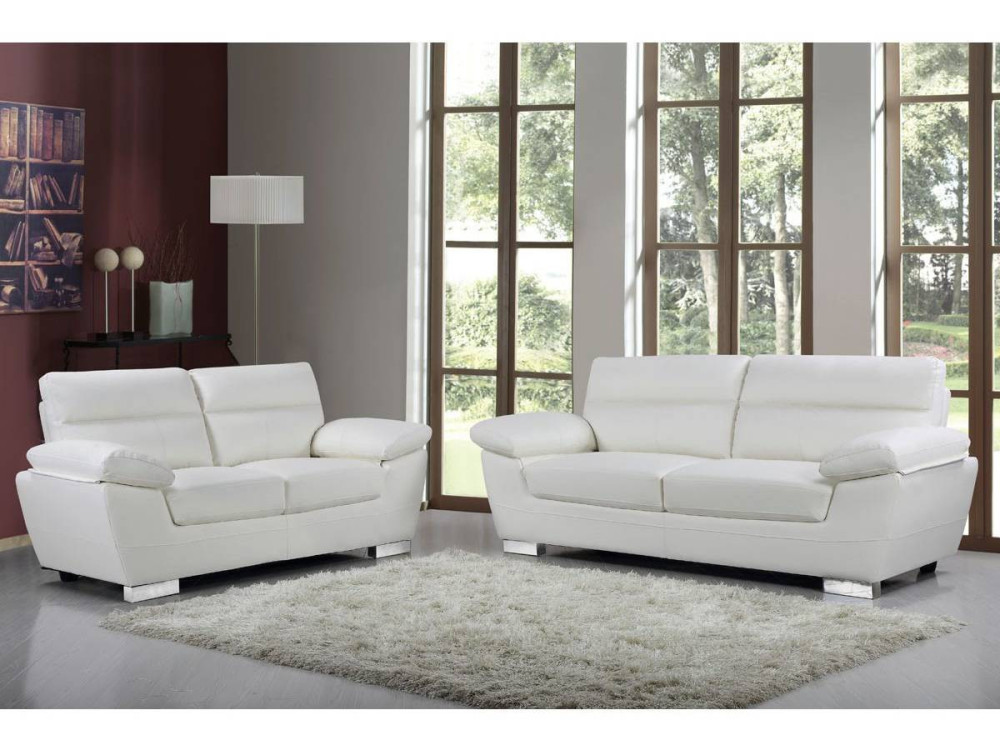 Bonded leather / PVC sofa "DALLAS" - 3 seats - White