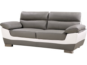 Bonded leather / PVC sofa "DALLAS" - 3 seats - Grey / White