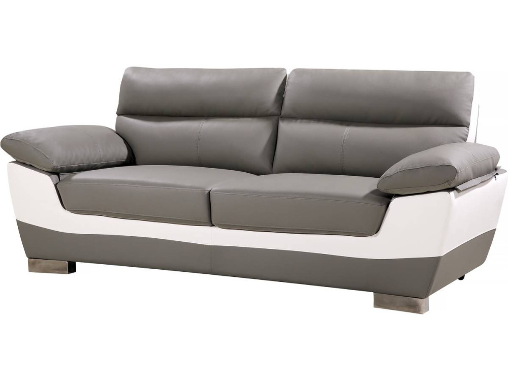 Bonded leather / PVC sofa "DALLAS" - 3 seats - Grey / White