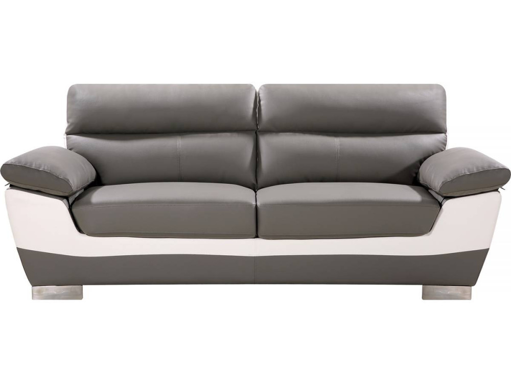 Bonded leather / PVC sofa "DALLAS" - 3 seats - Grey / White