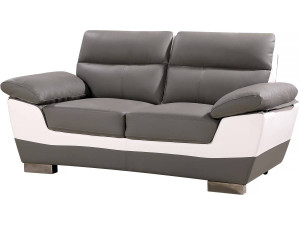 Engineered leather sofa / PVC "DALLAS" - 2 seats - Grey / White