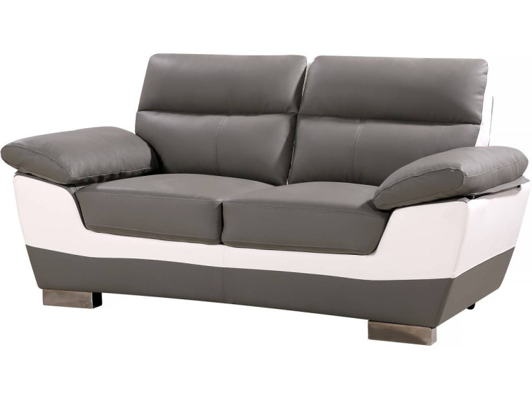 Engineered leather sofa / PVC "DALLAS" - 2 seats - Grey / White