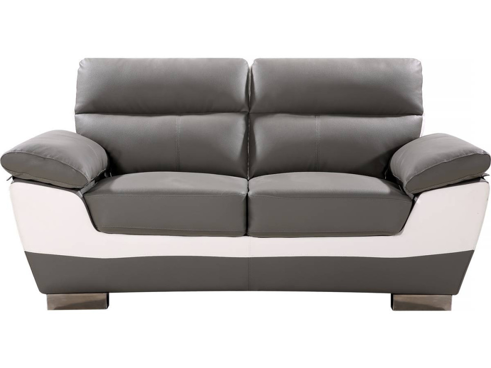 Engineered leather sofa / PVC "DALLAS" - 2 seats - Grey / White