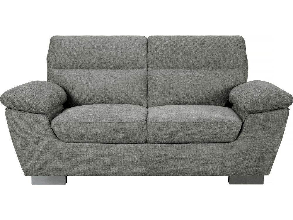 Fixed fabric sofa "Dallas" - 169 x 88 x 90 cm - 2 seats - Grey