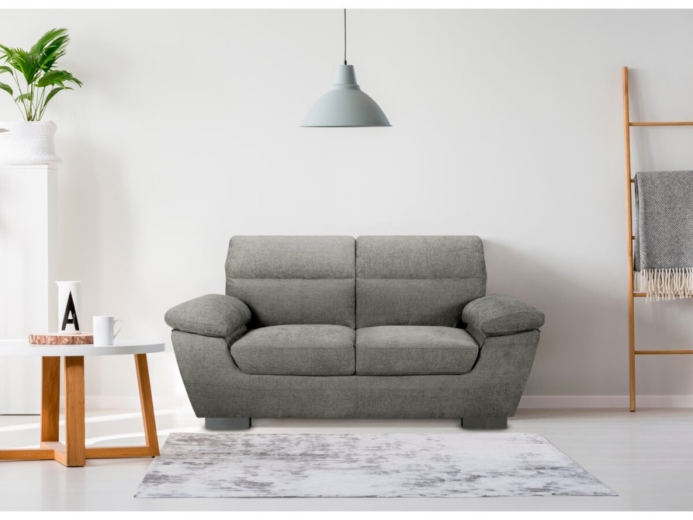 Fixed fabric sofa "Dallas" - 169 x 88 x 90 cm - 2 seats - Grey