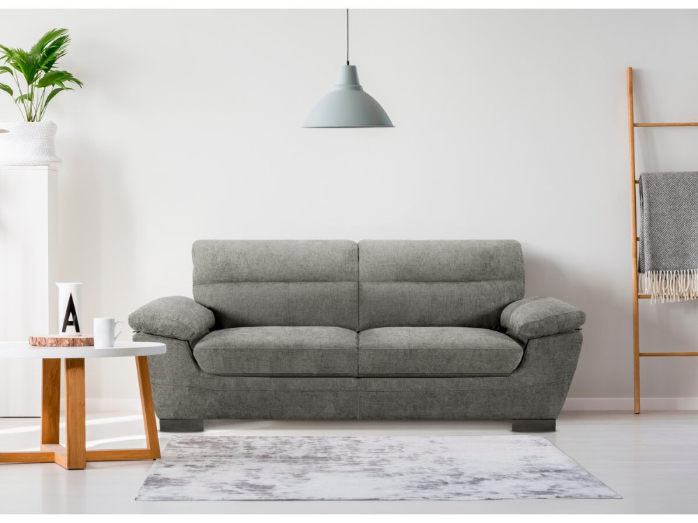 Fixed fabric sofa "Dallas" - 210 X 88 X 90 cm - 3 seats - Grey