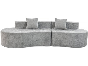 Avola" comma sofa in textured fabric - 3 seater - Grey