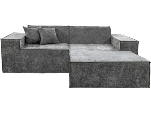 Lusso" modular sofa with ottoman in textured fabric - 3 seater - Grey