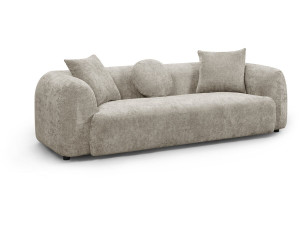 "Faubourg" Textured Fabric Straight Sofa - 3-Seater - Gray