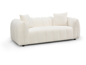"Balzac" Bubble-Style Fabric Straight Sofa - 3-Seater - Cream