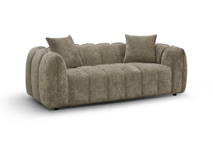 "Balzac" Bubble-Style Fabric Straight Sofa - 3-Seater - Taupe