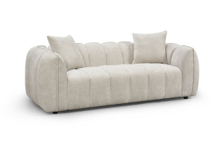 "Balzac" Bubble-Style Fabric Straight Sofa - 3-Seater - Beige
