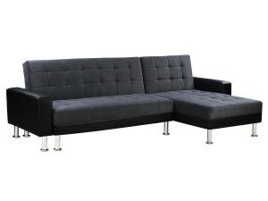 "Theo" convertible and reversible corner sofa - 4 seater - Black and Grey