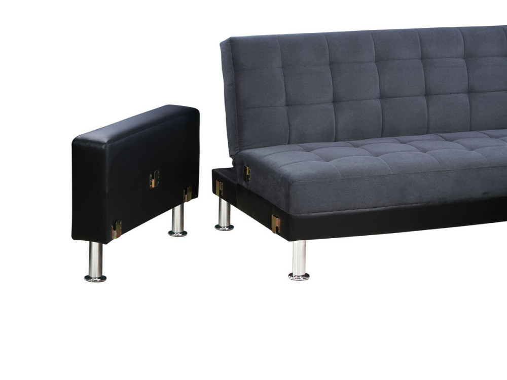 "Theo" convertible and reversible corner sofa - 4 seater - Black and Grey