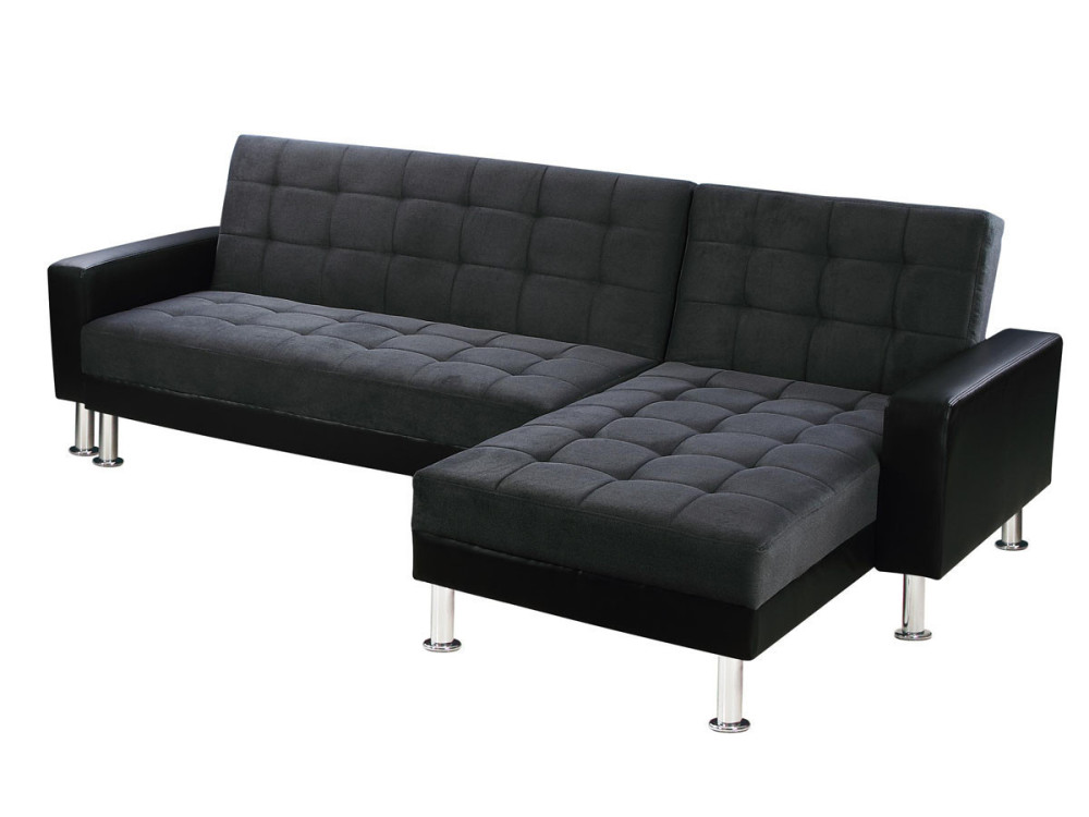 "Theo" convertible and reversible corner sofa - 4 seater - Black and Grey