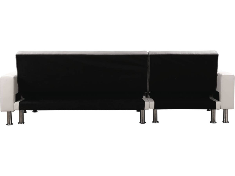 Convertible Angled Corner Sofa "Theo" - White and Grey - 4 places