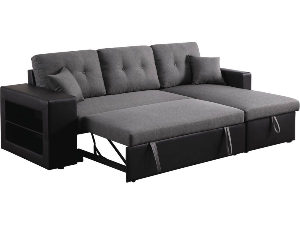 Convertible corner sofa "Axel" - Black/Grey