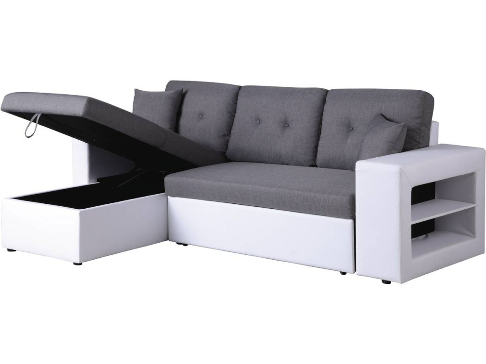 Convertible corner sofa "Axel" - White/Grey