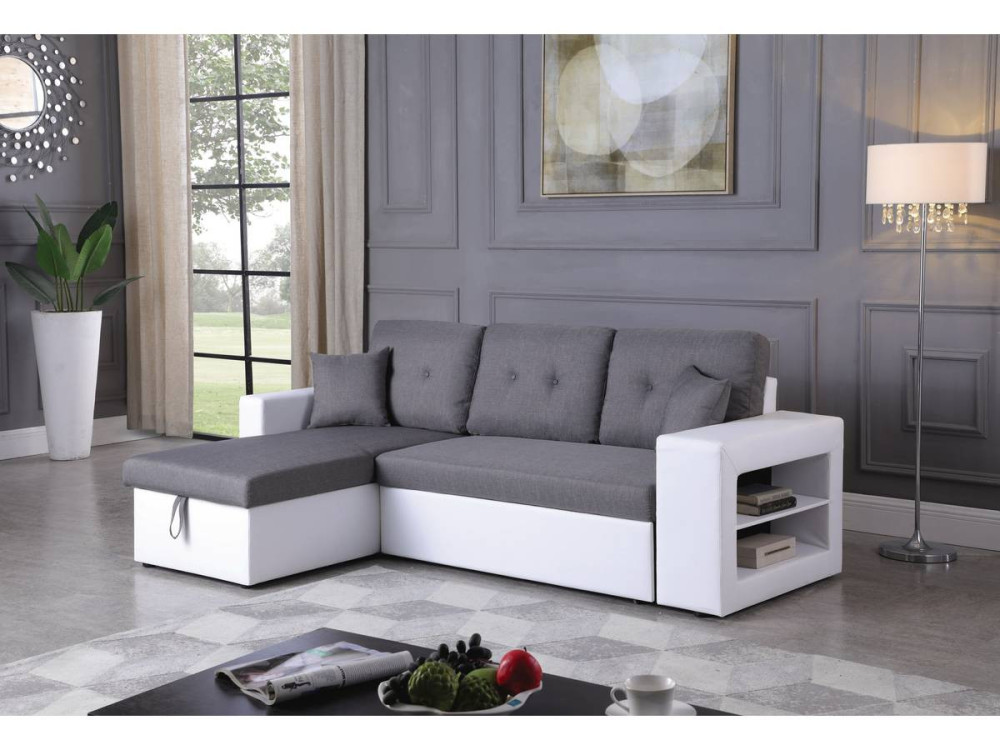 Convertible corner sofa "Axel" - White/Grey