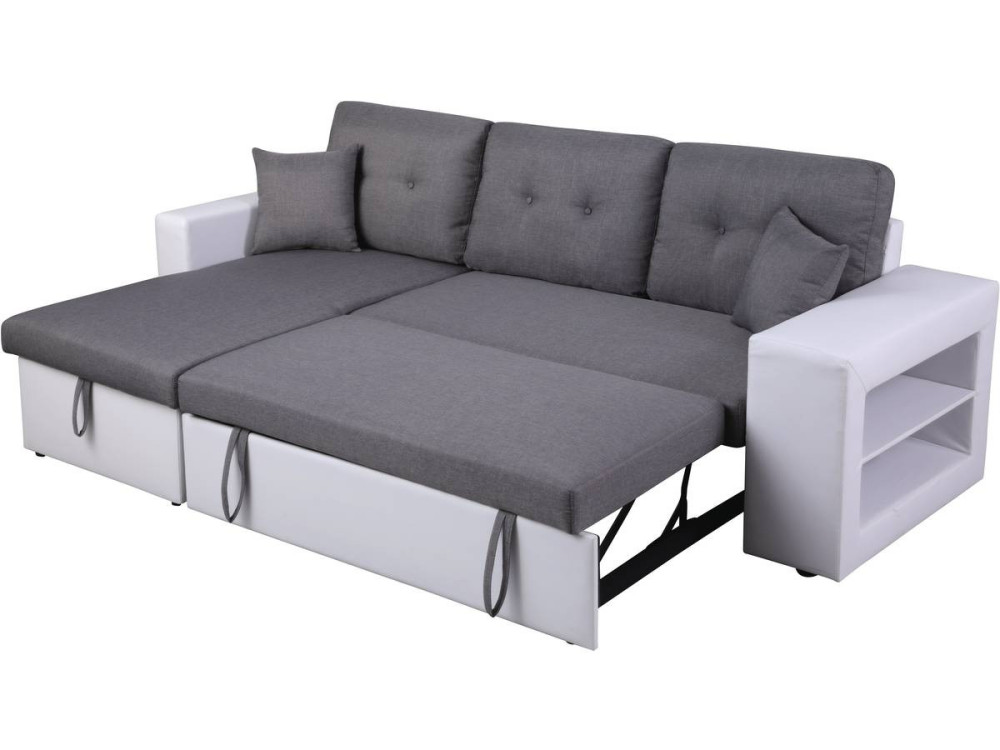 Convertible corner sofa "Axel" - White/Grey