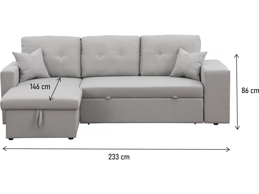Axel convertible/reversible corner sofa - 3 seats - Light grey