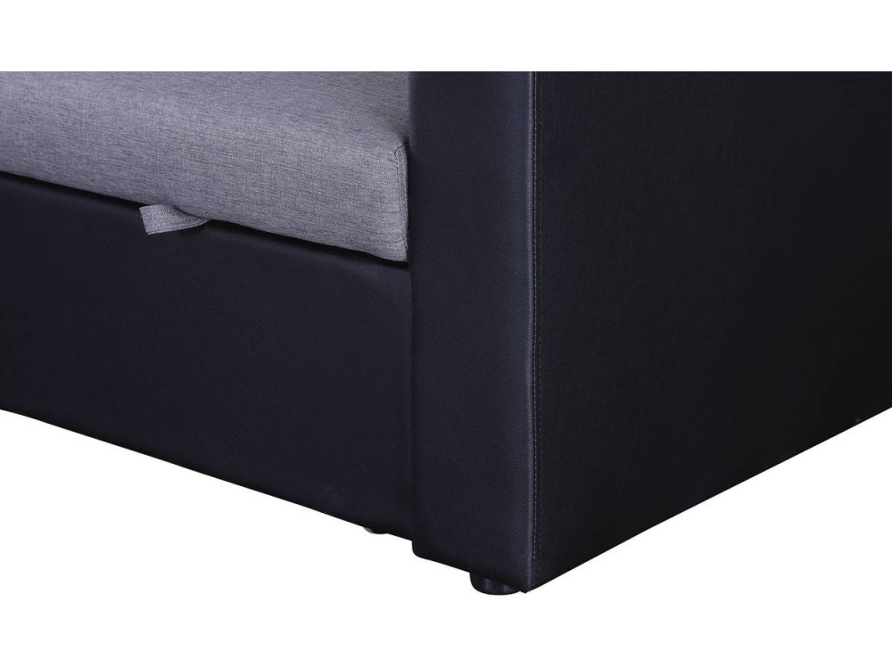 Convertible corner sofa "Alain" with storage space - 221 x 145 x 85 cm - 3 seater- Grey / Black