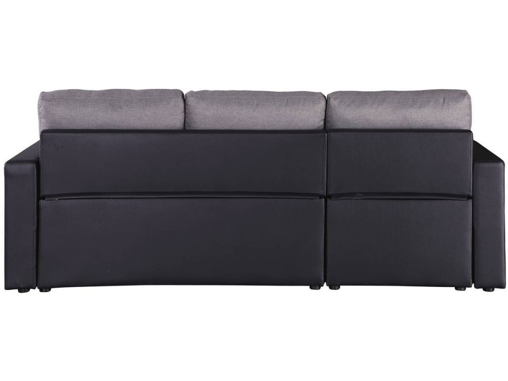 Convertible corner sofa "Alain" with storage space - 221 x 145 x 85 cm - 3 seater- Grey / Black