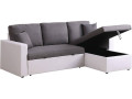 Convertible corner sofa "Alain" with storage space - 221 x 145 x 85 cm - 3 seater- Taupe colour - Grey + White