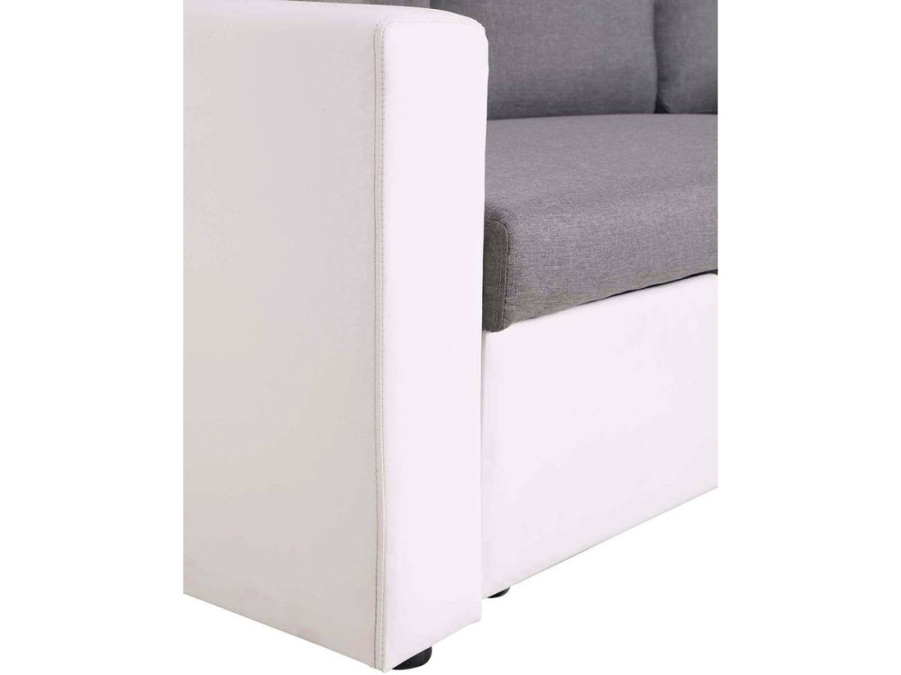 Convertible corner sofa "Alain" with storage space - 221 x 145 x 85 cm - 3 seater-sofa - Grey / White