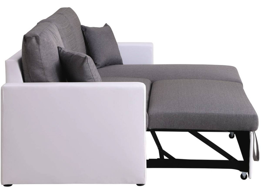 Convertible corner sofa "Alain" with storage space - 221 x 145 x 85 cm - 3 seater-sofa - Grey / White