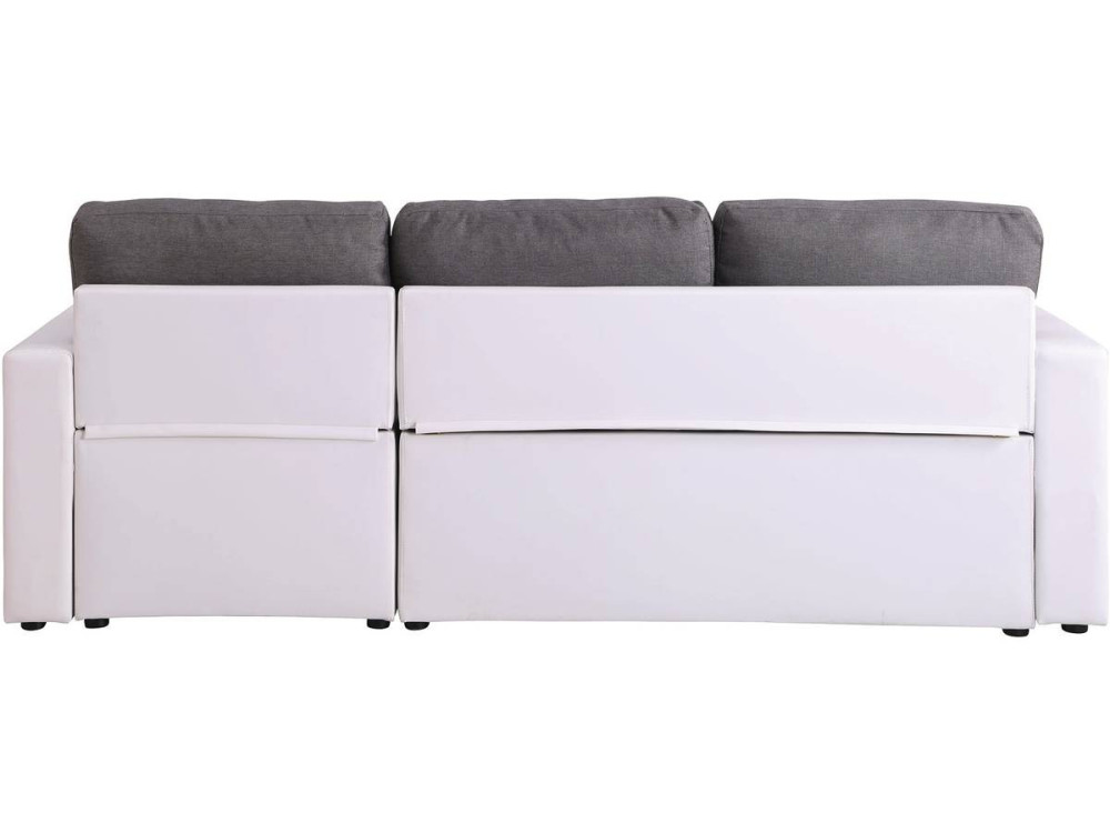Convertible corner sofa "Alain" with storage space - 221 x 145 x 85 cm - 3 seater-sofa - Grey / White