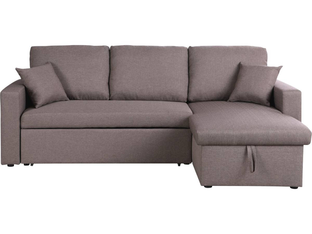 Convertible corner sofa "Alain" with storage space - 221 x 145 x 85 cm - 3 seater- Taupe colour