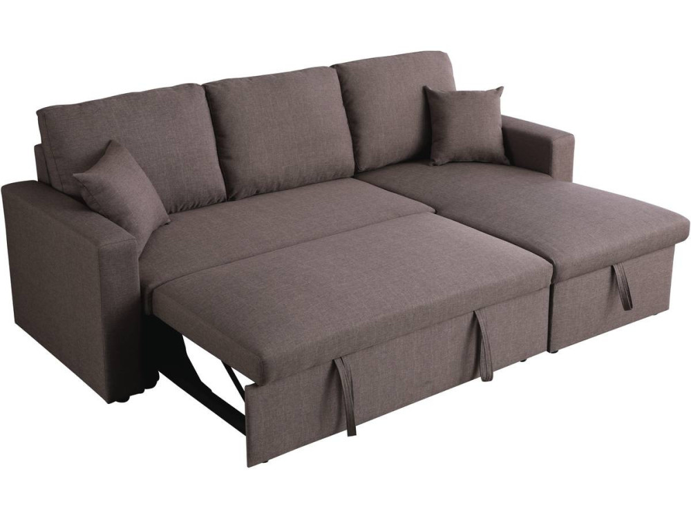 Convertible corner sofa "Alain" with storage space - 221 x 145 x 85 cm - 3 seater- Taupe colour