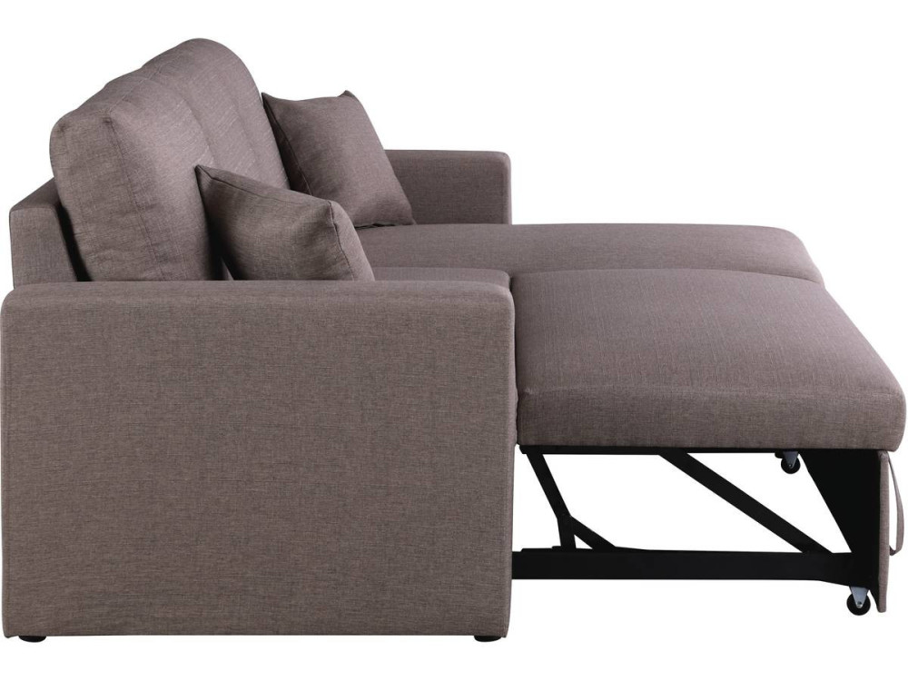 Convertible corner sofa "Alain" with storage space - 221 x 145 x 85 cm - 3 seater- Taupe colour