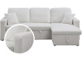 Convertible corner sofa "Alain" with storage space - 221 x 145 x 85 cm - 3 seater- Black - White Loop