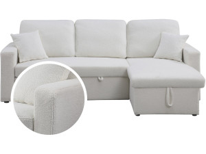 Alain convertible/reversible corner sofa with storage - 3 seats - Bouclettes - White