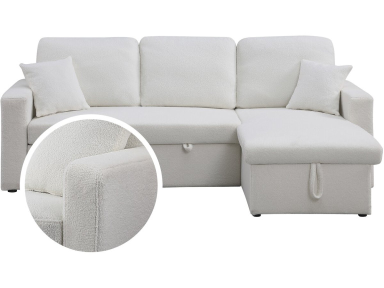 Alain convertible/reversible corner sofa with storage - 3 seats - Bouclettes - White