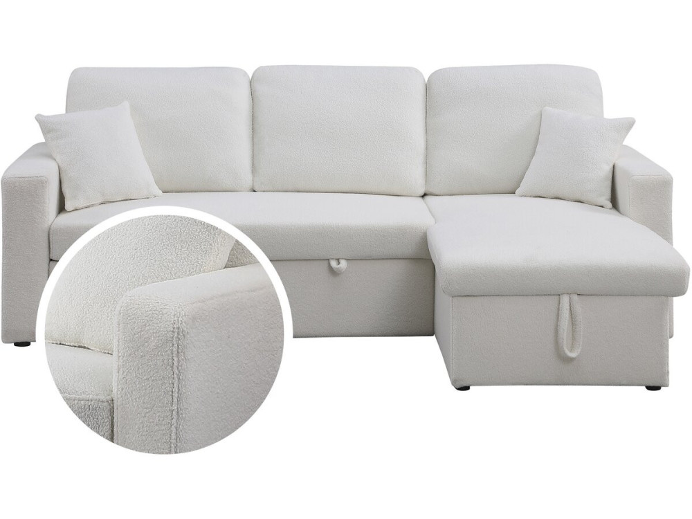 Alain convertible/reversible corner sofa with storage - 3 seats - Bouclettes - White